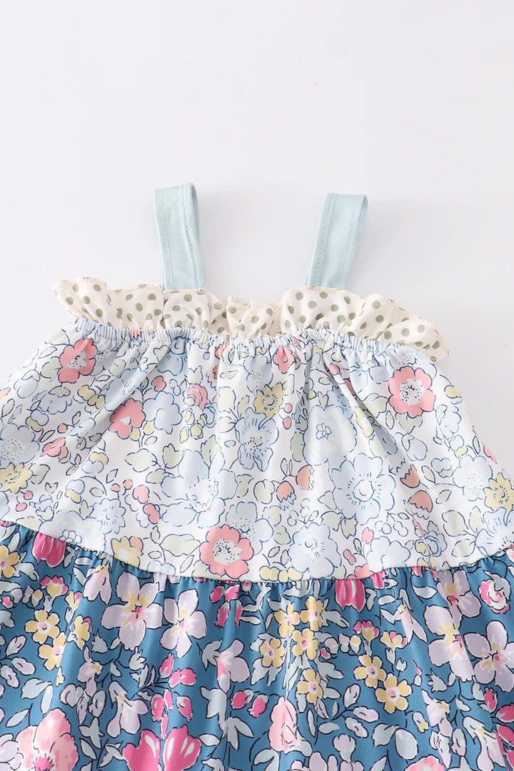 Floral Print Strap Tiered Dress