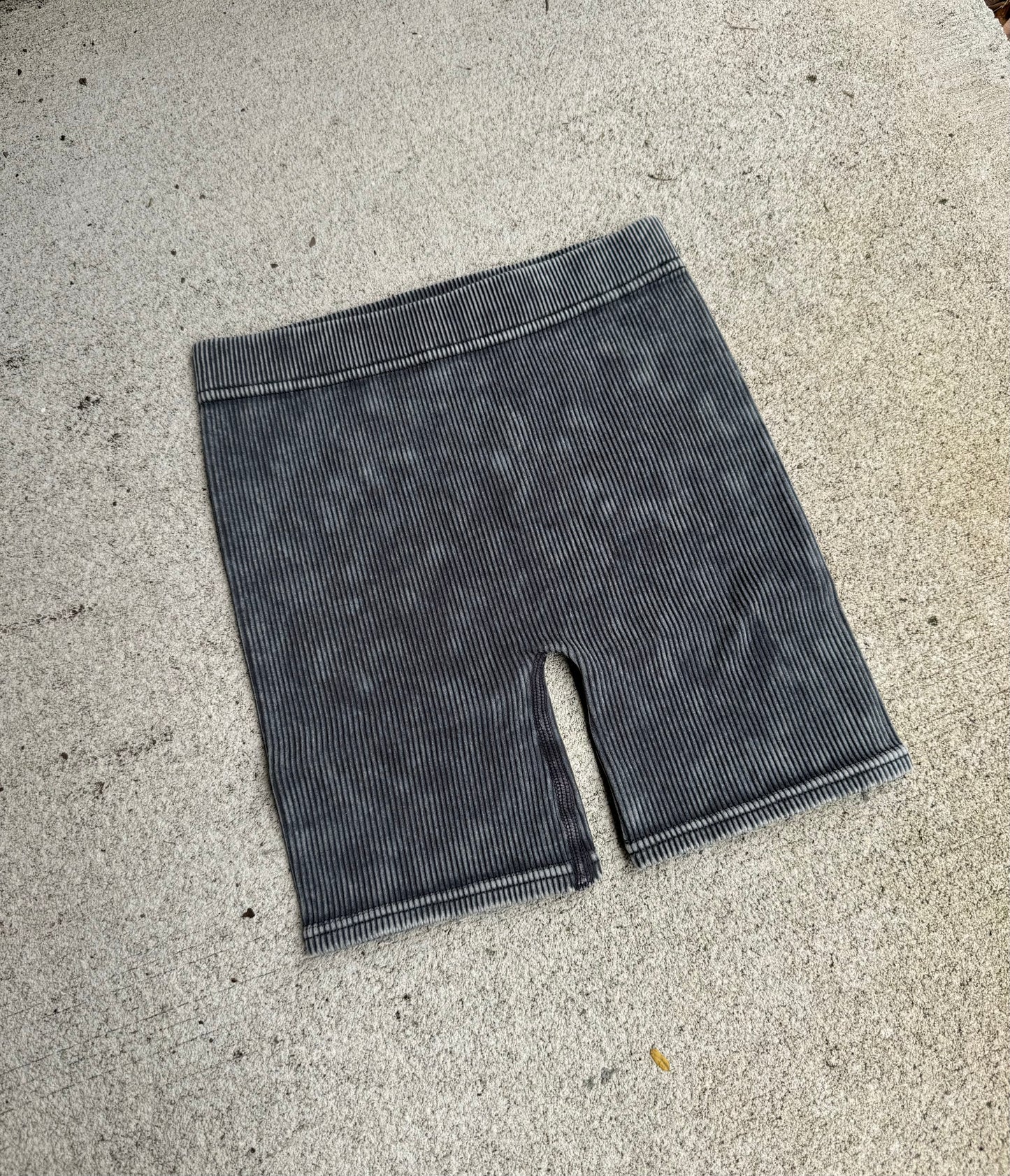 Acid Wash Biker Shorts- Charcoal -FINAL SALE