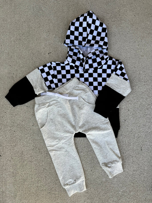 Checkered Hoodie Jogger Set